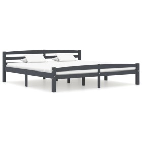 Dark gray pine solid wood bed frame 180x200 cm by vidaXL, Beds and slatted bases - Ref: Foro24-322094, Price: 179,78 €, Disco...