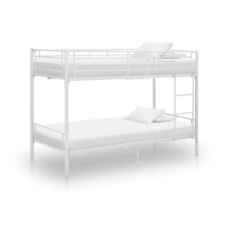 Cama litera de metal blanca 90x200 cm de vidaXL, Camas y somieres - Ref: Foro24-287909, Precio: 240,10 €, Descuento: %