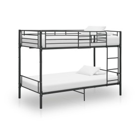 Litera de metal negro 90x200 cm de vidaXL, Camas y somieres - Ref: Foro24-287910, Precio: 235,67 €, Descuento: %