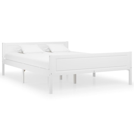 Estructura de cama de madera maciza de pino blanca 140x200 cm de vidaXL, Camas y somieres - Ref: Foro24-322106, Precio: 168,6...