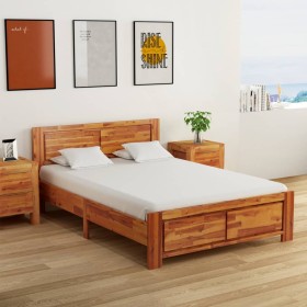 Estructura de cama de madera maciza de acacia 140x200 cm de vidaXL, Camas y somieres - Ref: Foro24-288318, Precio: 227,99 €, ...