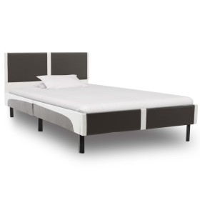 Estructura de cama cuero sintético gris y blanco 90x200 cm de vidaXL, Camas y somieres - Ref: Foro24-280292, Precio: 140,99 €...