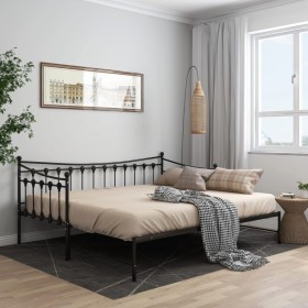 Estructura de sofá cama extraíble de metal negro 90x200 cm de vidaXL, Camas y somieres - Ref: Foro24-324758, Precio: 171,09 €...