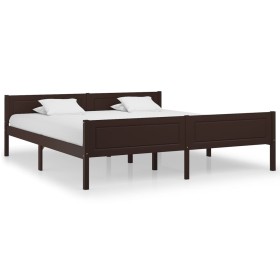 Dark brown solid pine wood bed frame 180x200 cm by vidaXL, Beds and slatted bases - Ref: Foro24-322122, Price: 146,99 €, Disc...