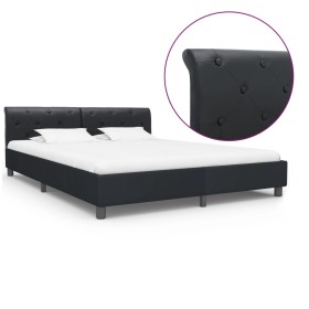 Estructura de cama de cuero sintético negro 160x200 cm de vidaXL, Camas y somieres - Ref: Foro24-284880, Precio: 236,99 €, De...