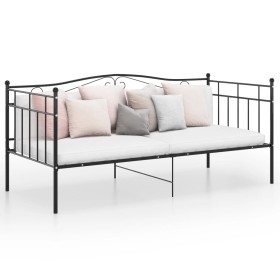 Black metal sofa bed frame 90x200 cm by vidaXL, Beds and slatted bases - Ref: Foro24-324779, Price: 159,99 €, Discount: %