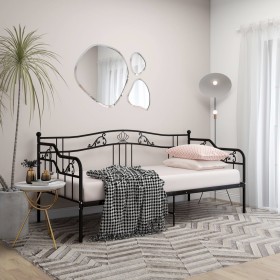 Black metal sofa bed frame 90x200 cm by vidaXL, Beds and slatted bases - Ref: Foro24-324761, Price: 147,10 €, Discount: %