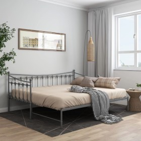 Estructura de sofá cama extraíble de metal gris 90x200 cm de vidaXL, Camas y somieres - Ref: Foro24-324760, Precio: 167,66 €,...