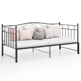 Black metal removable sofa bed frame 90x200 cm by vidaXL, Beds and slatted bases - Ref: Foro24-324782, Price: 185,98 €, Disco...