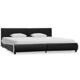 Estructura de cama cuero sintético negro 180x200 cm de vidaXL, Camas y somieres - Ref: Foro24-285001, Precio: 241,99 €, Descu...