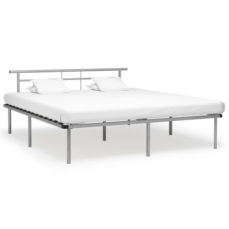 Estructura de cama de metal gris 200x200 cm de vidaXL, Camas y somieres - Ref: Foro24-324840, Precio: 127,58 €, Descuento: %