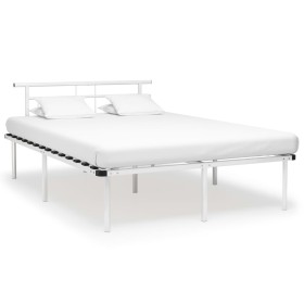 Estructura de cama de metal blanco 140x200 cm de vidaXL, Camas y somieres - Ref: Foro24-324830, Precio: 88,99 €, Descuento: %