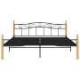 Estructura de cama metal y madera maciza de roble 200x200 cm de vidaXL, Camas y somieres - Ref: Foro24-324917, Precio: 142,89...