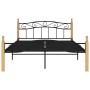 Estructura de cama madera maciza roble metal negro 140x200 cm de vidaXL, Camas y somieres - Ref: Foro24-324914, Precio: 126,9...