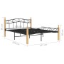 Estructura de cama madera maciza roble metal negro 140x200 cm de vidaXL, Camas y somieres - Ref: Foro24-324914, Precio: 126,9...