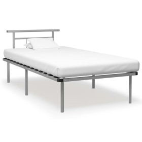 Gray metal bed frame 100x200 cm by vidaXL, Beds and slatted bases - Ref: Foro24-324825, Price: 108,99 €, Discount: %