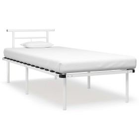 Estructura de cama de metal blanco 90x200 cm de vidaXL, Camas y somieres - Ref: Foro24-324821, Precio: 62,09 €, Descuento: %