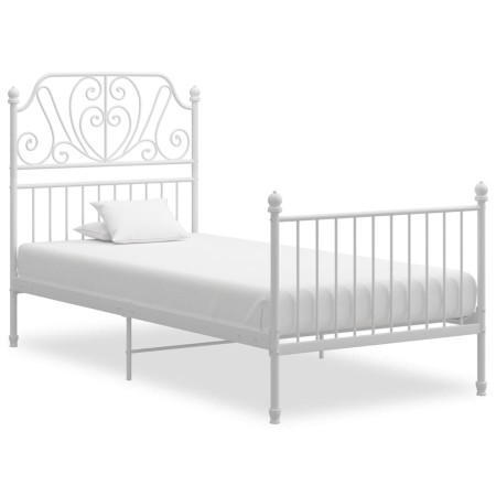 White metal bed frame 100x200 cm by vidaXL, Beds and slatted bases - Ref: Foro24-324845, Price: 129,99 €, Discount: %