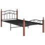 Estructura de cama metal y madera maciza de roble 90x200 cm de vidaXL, Camas y somieres - Ref: Foro24-324904, Precio: 110,99 ...