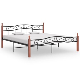 Metal bed frame and solid oak wood 180x200 cm by vidaXL, Beds and slatted bases - Ref: Foro24-324909, Price: 172,99 €, Discou...