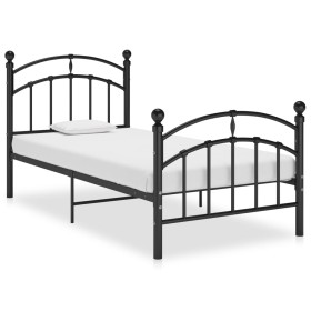 Black metal bed frame 100x200 cm by vidaXL, Beds and slatted bases - Ref: Foro24-324970, Price: 128,84 €, Discount: %