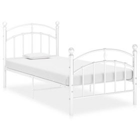 White metal bed frame 90x200 cm by vidaXL, Beds and slatted bases - Ref: Foro24-324968, Price: 103,39 €, Discount: %