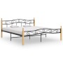 Solid oak wood black metal bed frame 180x200 cm by vidaXL, Beds and slatted bases - Ref: Foro24-324916, Price: 143,01 €, Disc...