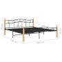 Solid oak wood black metal bed frame 180x200 cm by vidaXL, Beds and slatted bases - Ref: Foro24-324916, Price: 143,01 €, Disc...