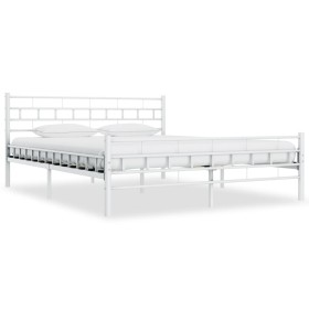 White metal bed frame 200x200 cm by vidaXL, Beds and slatted bases - Ref: Foro24-285301, Price: 142,99 €, Discount: %