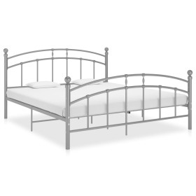 Estructura de cama de metal gris 140x200 cm de vidaXL, Camas y somieres - Ref: Foro24-324978, Precio: 130,30 €, Descuento: %