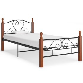 Black metal bed frame 100x200 cm by vidaXL, Beds and slatted bases - Ref: Foro24-324933, Price: 161,99 €, Discount: %