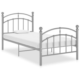 Gray metal bed frame 100x200 cm by vidaXL, Beds and slatted bases - Ref: Foro24-324972, Price: 133,99 €, Discount: %