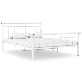 Estructura de cama de metal blanco 140x200 cm de vidaXL, Camas y somieres - Ref: Foro24-325040, Precio: 107,99 €, Descuento: %