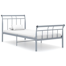 Estructura de cama de metal gris 90x200 cm de vidaXL, Camas y somieres - Ref: Foro24-325032, Precio: 90,99 €, Descuento: %