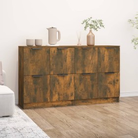 2 units of smoked oak plywood sideboards 60x30x70 cm by vidaXL, Sideboards - Ref: Foro24-3115809, Price: 91,37 €, Discount: %