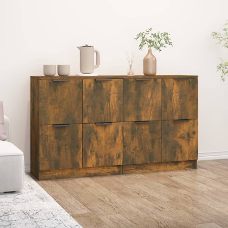 2 units of smoked oak plywood sideboards 60x30x70 cm by vidaXL, Sideboards - Ref: Foro24-3115809, Price: 96,99 €, Discount: %