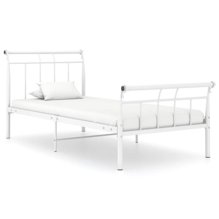 Estructura de cama de metal blanco 90x200 cm de vidaXL, Camas y somieres - Ref: Foro24-325031, Precio: 89,83 €, Descuento: %