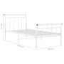 Estructura de cama de metal blanco 90x200 cm de vidaXL, Camas y somieres - Ref: Foro24-325031, Precio: 89,83 €, Descuento: %