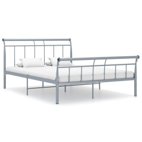 Estructura de cama de metal gris 140x200 cm de vidaXL, Camas y somieres - Ref: Foro24-325041, Precio: 113,47 €, Descuento: %