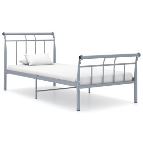 Gray metal bed frame 100x200 cm by vidaXL, Beds and slatted bases - Ref: Foro24-325035, Price: 98,99 €, Discount: %