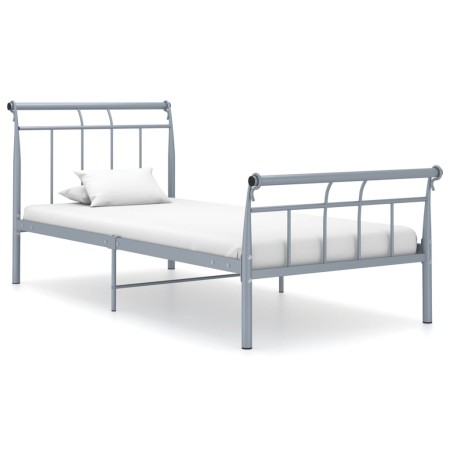 Gray metal bed frame 100x200 cm by vidaXL, Beds and slatted bases - Ref: Foro24-325035, Price: 98,99 €, Discount: %