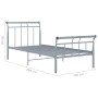 Gray metal bed frame 100x200 cm by vidaXL, Beds and slatted bases - Ref: Foro24-325035, Price: 98,99 €, Discount: %