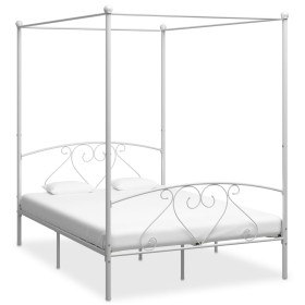 White metal canopy bed frame 140x200 cm by vidaXL, Beds and slatted bases - Ref: Foro24-284429, Price: 182,42 €, Discount: %