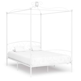 White metal canopy bed frame 120x200 cm by vidaXL, Beds and slatted bases - Ref: Foro24-284470, Price: 206,99 €, Discount: %