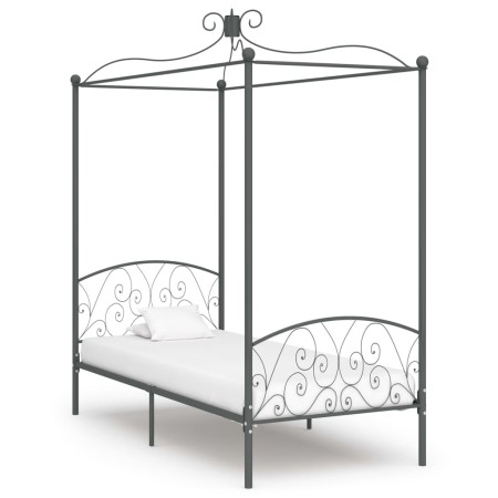 Estructura de cama con dosel metal gris 90x200 cm de vidaXL, Camas y somieres - Ref: Foro24-284480, Precio: 122,83 €, Descuen...