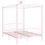 Estructura de cama con dosel metal rosa 160x200 cm de vidaXL, Camas y somieres - Ref: Foro24-284490, Precio: 193,91 €, Descue...