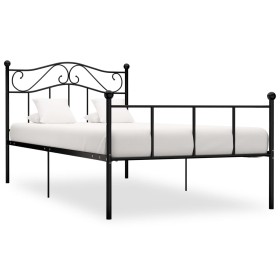 Black metal bed frame 100x200 cm by vidaXL, Beds and slatted bases - Ref: Foro24-284524, Price: 103,99 €, Discount: %