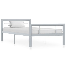 Grau-weißes Metallbettgestell 90x200 cm von vidaXL, Betten und Lattenroste - Ref: Foro24-284556, Preis: 141,99 €, Rabatt: %