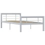 Estructura de cama de metal gris y blanco 90x200 cm de vidaXL, Camas y somieres - Ref: Foro24-284556, Precio: 141,99 €, Descu...