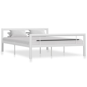 Estructura de cama de metal blanco y negro 120x200 cm de vidaXL, Camas y somieres - Ref: Foro24-284546, Precio: 104,99 €, Des...